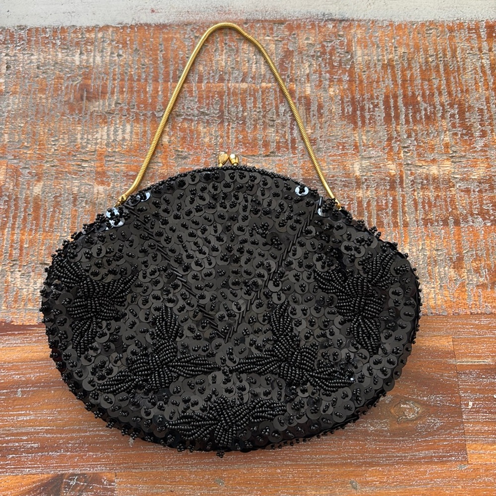 Vintage Goldco Black Sequin Black sequins evening bag with chain strap